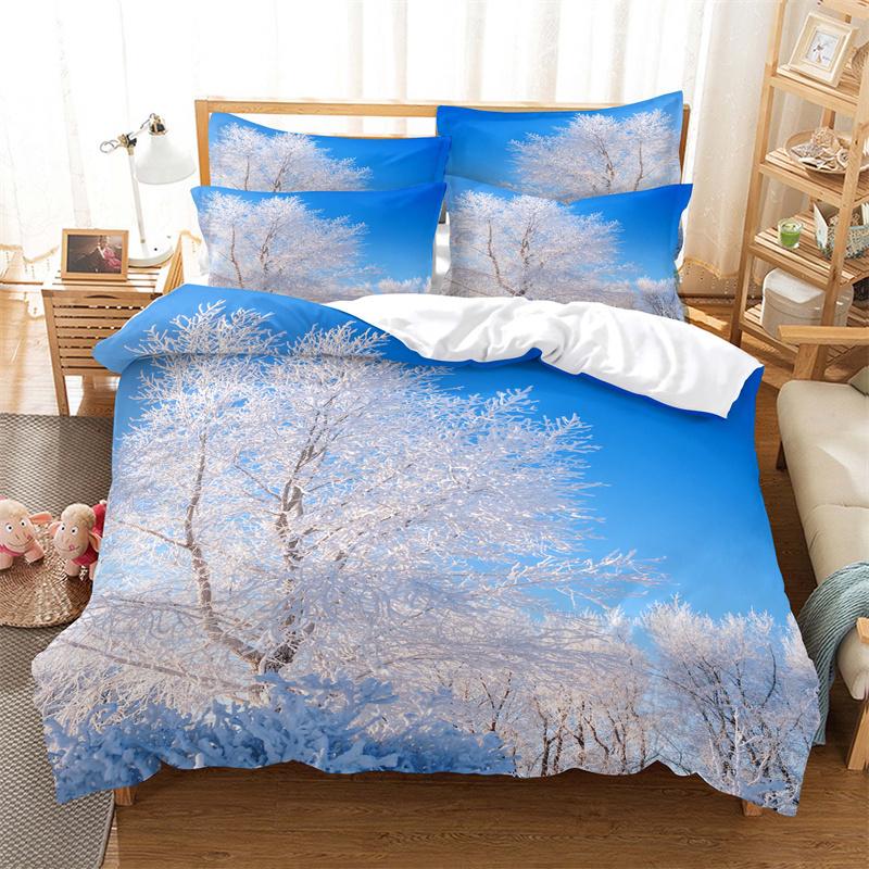 Romantisches Weißer Baum Bettbezug Set Mode Jugend Bettwäsche Set Leinen Queen Size Bett Bettdeckenbezug Set Jungen Mädchen Bettwäsche Set