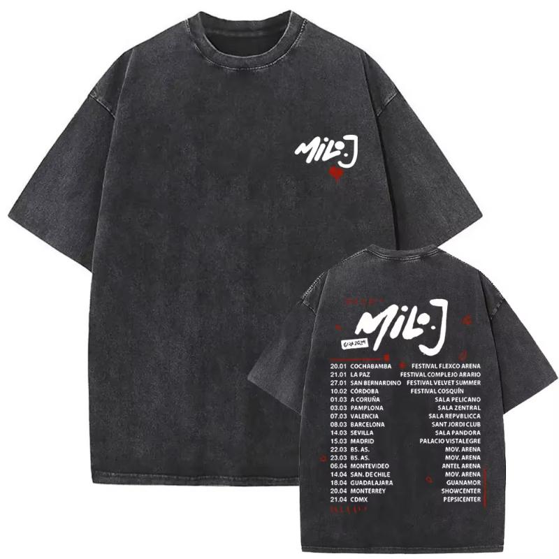 Washed Vintage Rapper Milo J Music Album Logo Merch Tshirt Unisex Women Hip Hop Fashion Oversized T Shirts Streetwear