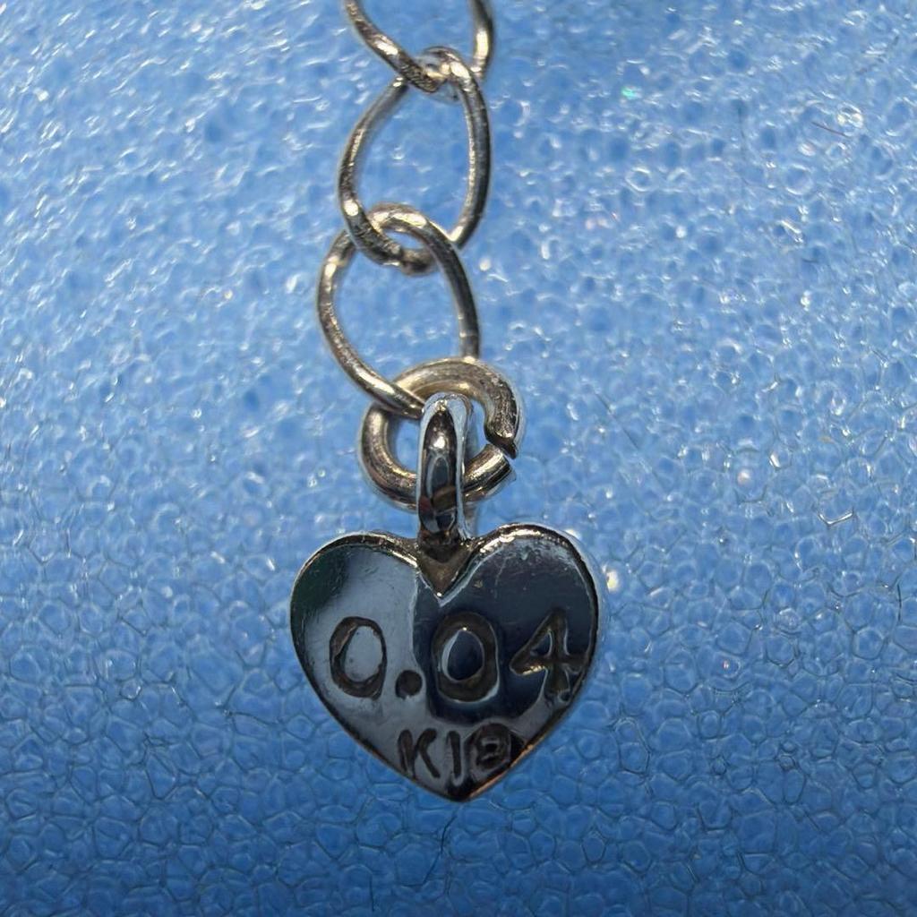 Used STAR JEWELRY Heart Necklace k18 WG 0.04ct
