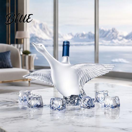 Decorative Liquor Bottle Goose Bird Shape Whiskey Decanter 3D Glass Animal Bar Cabinet Decor for Display 350ml Art Wine Dispenser Home Design