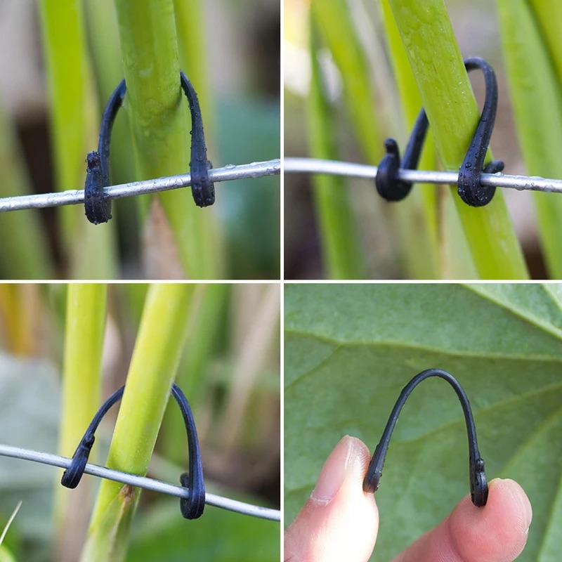 200pcs Garden Plants Vines Fixed Clips for Kiwi Grape Cucumber Tomato Tied Buckles Lashing Hook Stems Fastener Gadgets Grafting