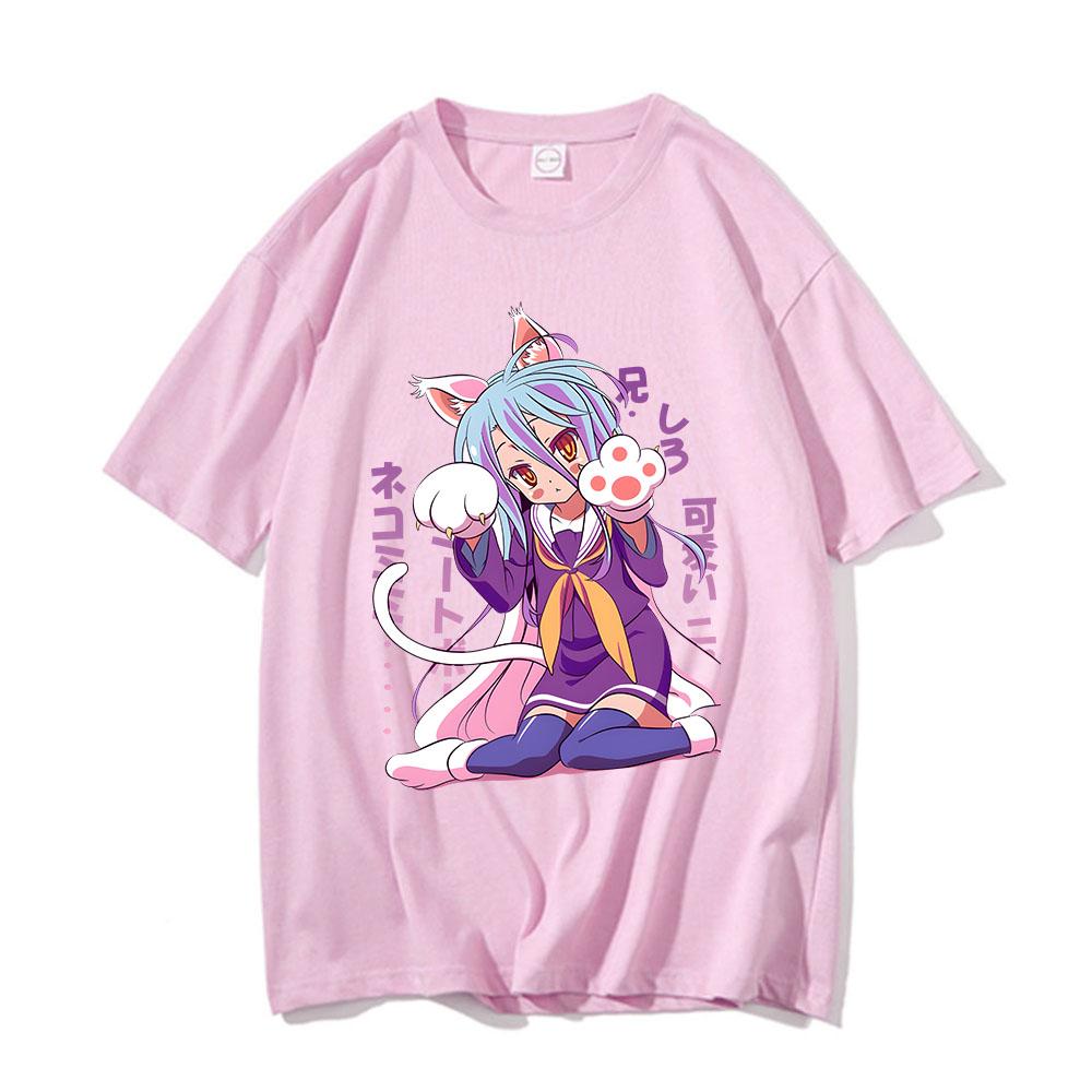 No Game No Life Shirts Manga/Comic 100% Cotton Short Sleeve T Shirts Female/Male Simple Painting Kawaii/Cute Four Seasons O-Neck