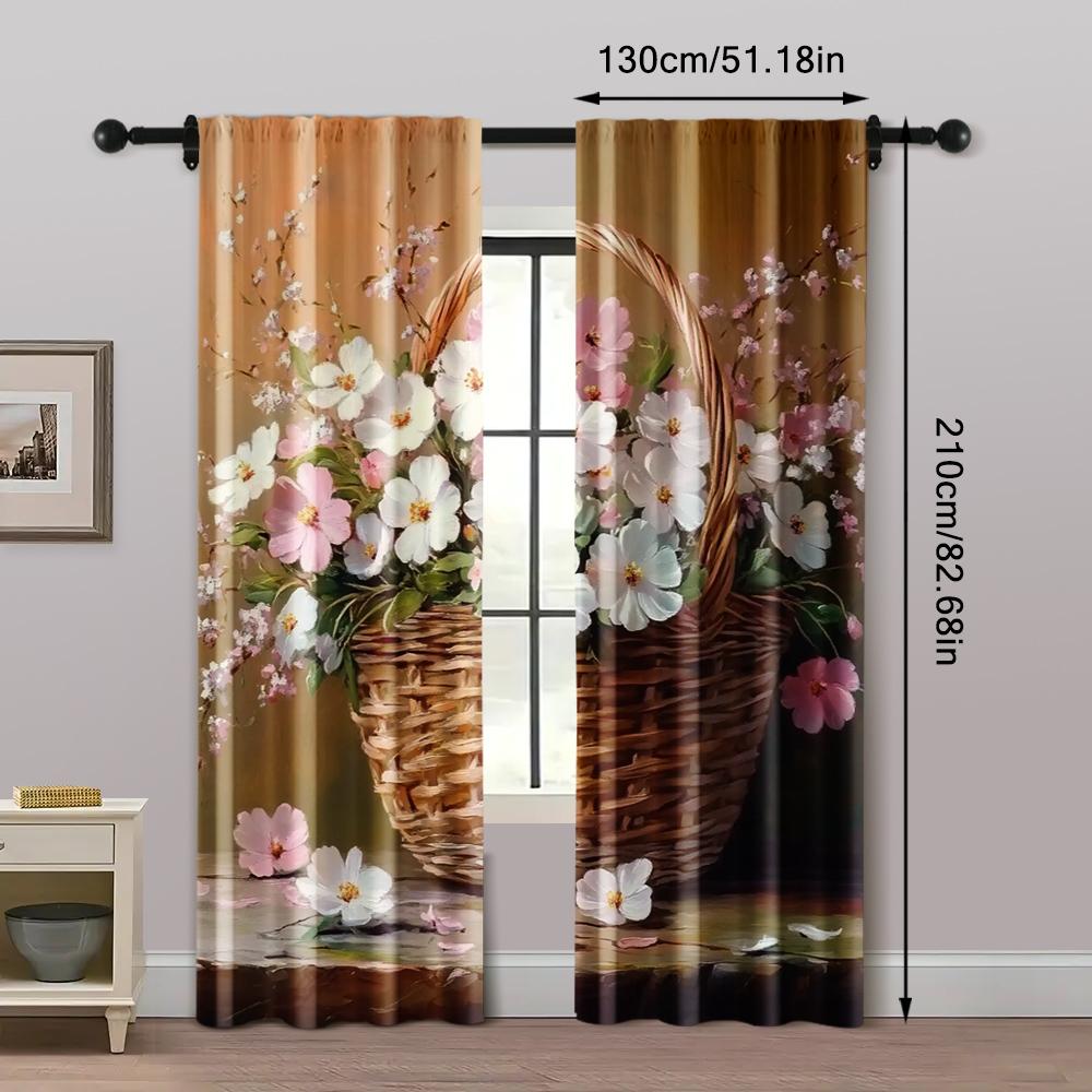 2pc,  Easter Popular Curtain Resurgence109 Polyester,Without Electricity Family Party Applies To Indoor Celebrations, Room Decor