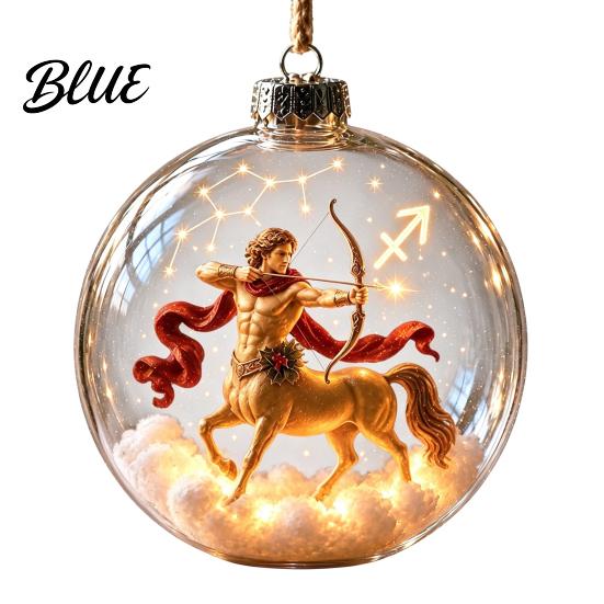 Acryl-Ornamente für Wandleuchte Leuchtendes Sternzeichen Weihnachtsornament Leuchtendes Schild Kugel mit Warm-LED Feiertagspartyzubehör 3D Klar Hängender Anhänger