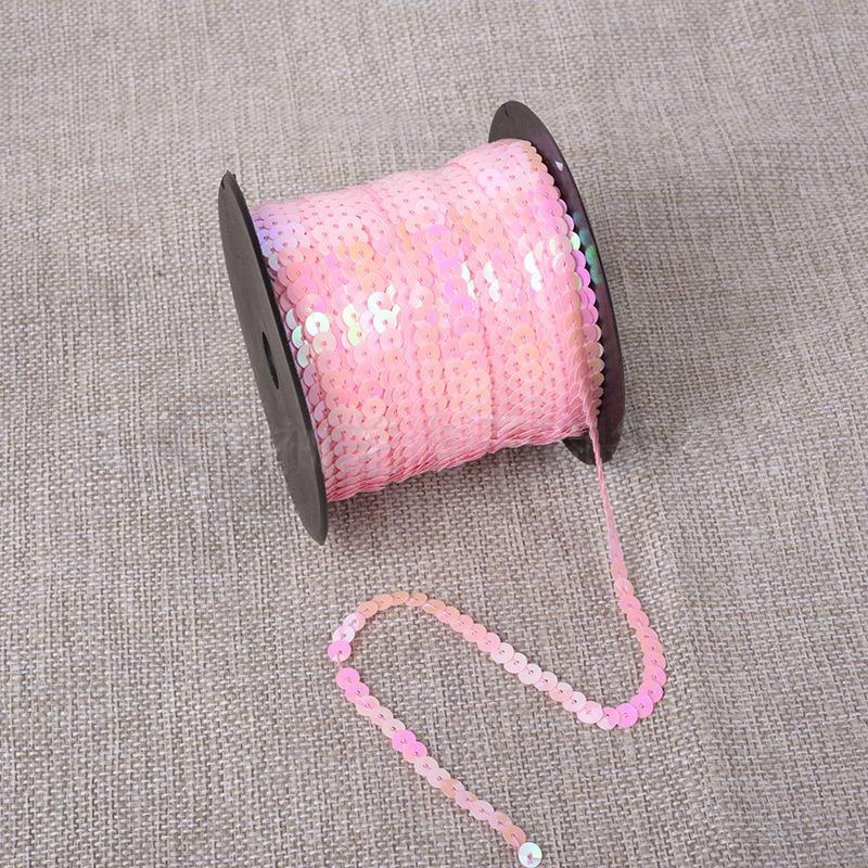 100yards Shiny Color Sequins Ribbon Round Flat Laser Colored Paillettes Trims for Garment Bag DIY Sewing Crafts Party Decoration