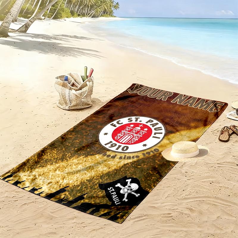 Custom Name St Pauli Print Beach Towel, Large Soft Quick Dry Towel for Beach Camping Swimming