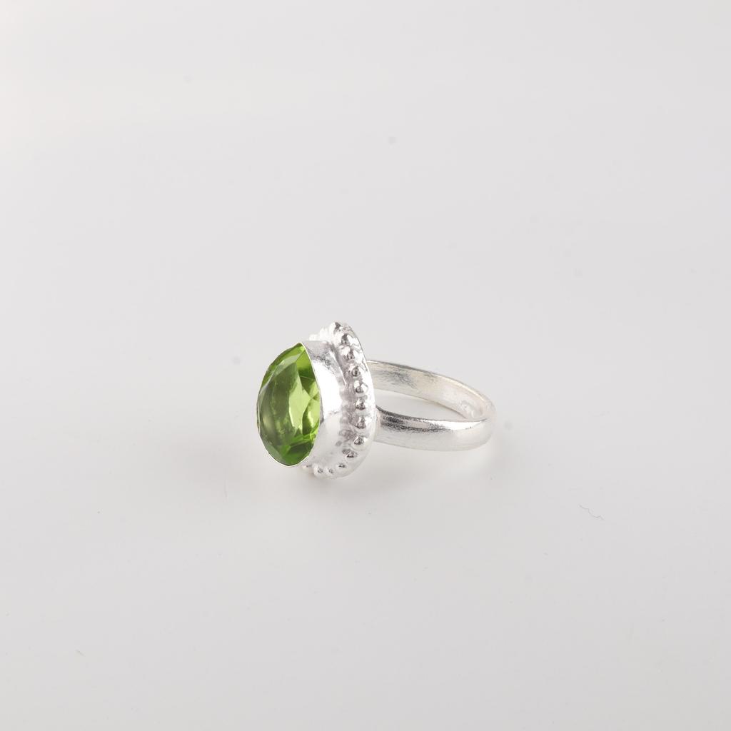 Natural Peridot Gemstone 925 Sterling Silver Jewelry Handcrafted Wedding Ring For Braid RR-77-11