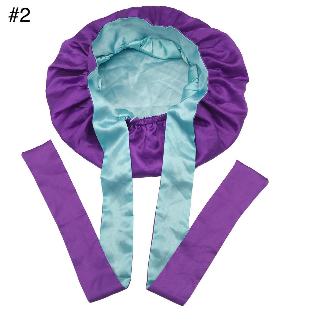Woman Sleeping Bonnets and Satin Hair Wraps Soft Silk Bonnet Long Tie Plain Hair Bonnet