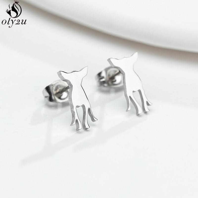 Cute Stainless Steel Heart Dog Earring for Women Cartoon Animal Ear Jewelry Girls Student Lovely Pup Earrings Gifts Accessories
