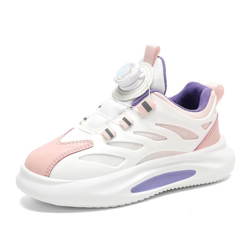 Kids Lightweight Running Shoes With Rotating Buckle Girls Boys Winter Comfortable Sport Sneakers