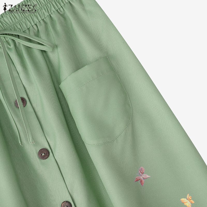 ZANZEA Gonne a stampa floreale larghe con elastico in vita casual da donna