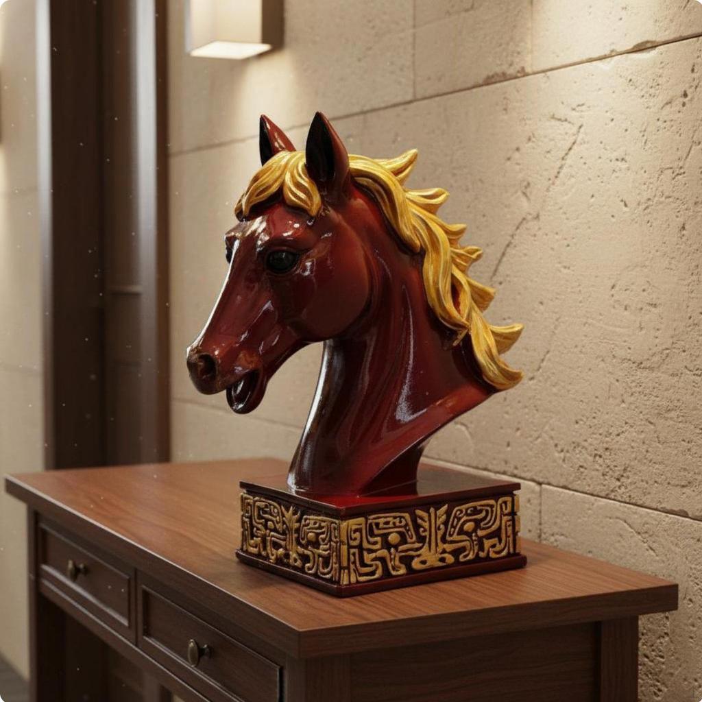 Resin Horse Head Sculpture Opening Gift Vintage Style Figurine Intricate Details House