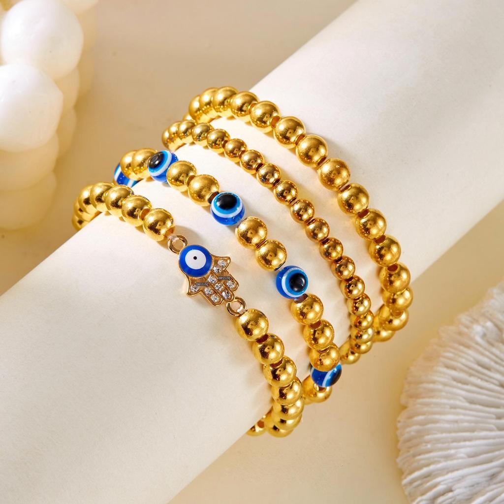 European-American Blue Evil Eye & Black Hematite 8mm Beaded Bracelet