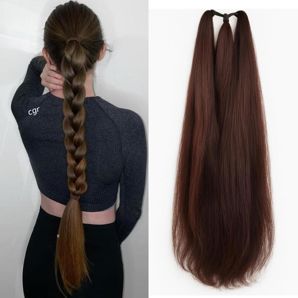 CrownLength - Hair Extension, Brown Braid, Choti,Wig,Synthetic,Hair Accessory for Styling