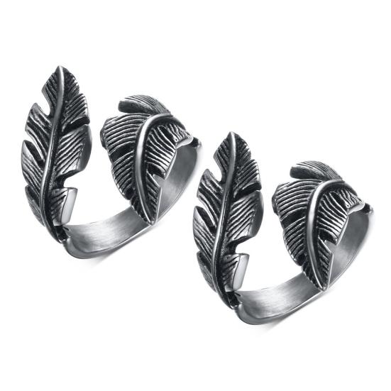

2Pcs Men Women Antique Silver Curved Feather Open Finger Ring Retro Jewelry Gift античний срібного кольору