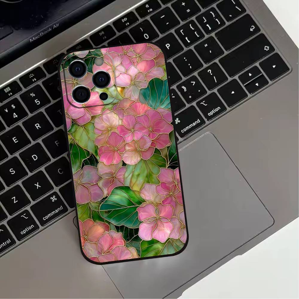 Colorful Stained glassGlass  Phone Case For iPhone 17,16,15,14,13,12,11 Plus,Pro Max,XS,Soft Silicone Black Cover