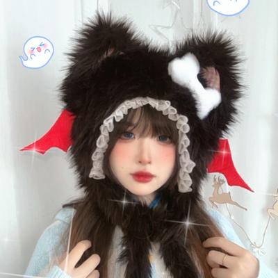 Lolita Plush Headgear Demon Ears Hats Winter Outdoor Warm Headwear Angel Wings Cap Gorro Ear Protection Hats Gifts