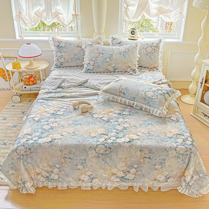 Ultraweiche Sommerkühlsteppdecke - Leicht, atmungsaktiv und hautfreundlich mit geprägtem floralem Druckdesign für alle Jahreszeiten