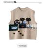 Spring & Autumn Hand-Knitted Sleeveless Cashmere Jacquard Vest - Retro Round Neck, Loose Fit