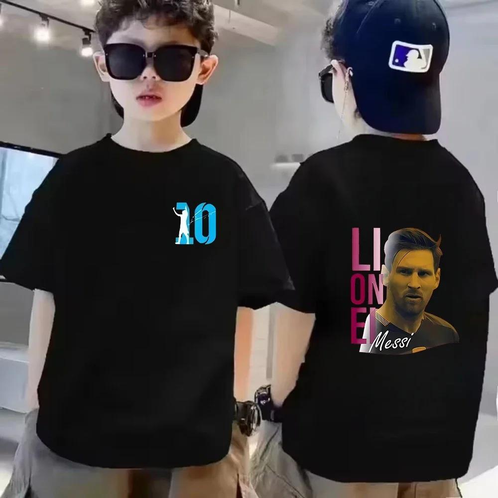 Sommer Kinder T-Shirt Kurzarm Messi Doppelseitiger Druck Lässig Mode Sport T-Shirt Top Kind Y2k Junge Mädchen Kleidung