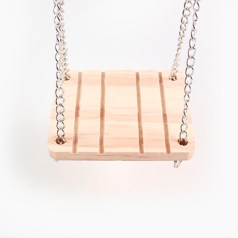 Small Pet Hamster Wooden Teething Swing with Hanging Chain