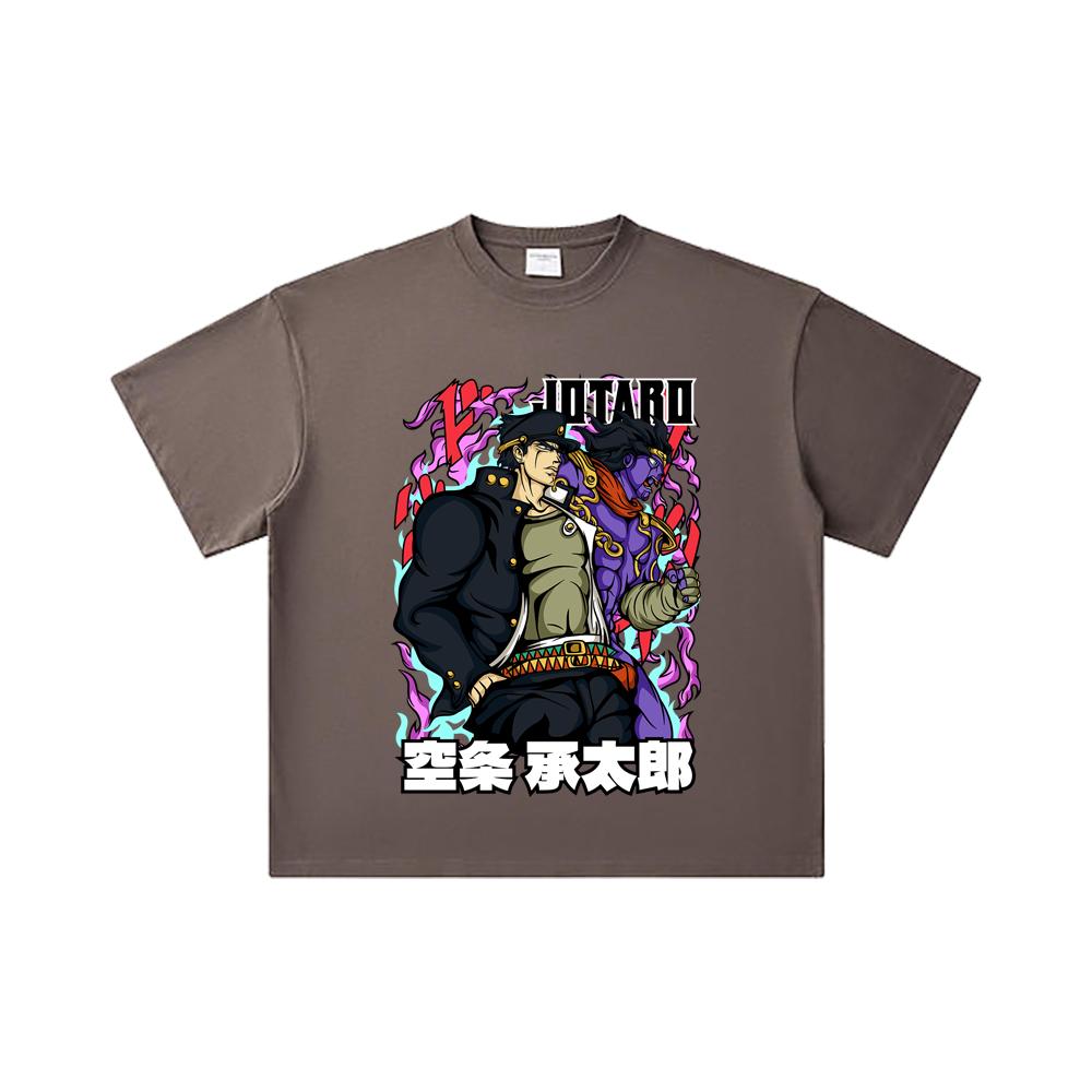 260 GSM Double Yarn 32 Count 100% Cotton Jojo_s Bizzare V2 Jotaro Print Unisex Heavy Cotton T Shirt