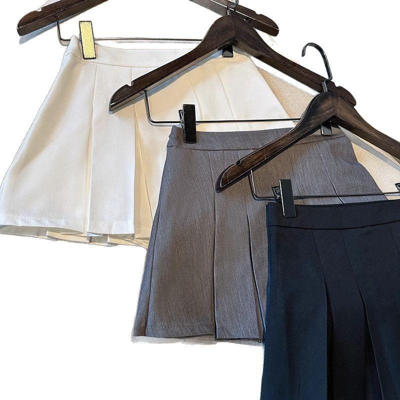 Women's High Waist Black Pleated A-Line Skort - Summer Short Petite Style