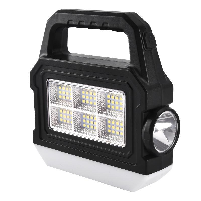 Lanterna LED puternică, multifuncțională, portabilă COB, cu lumini laterale și inferioare, suport pentru energie solară