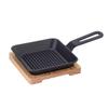 ZISIZ Cast Iron Square Striped Griddle Plate