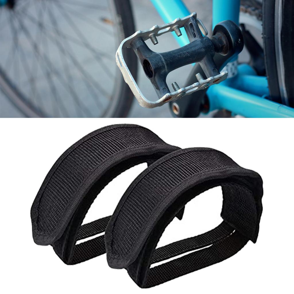 1 Pair Bicycle Pedal Belt Fixed Gear Adjustable Outdoor Cycling Foot Cover for Bike Black