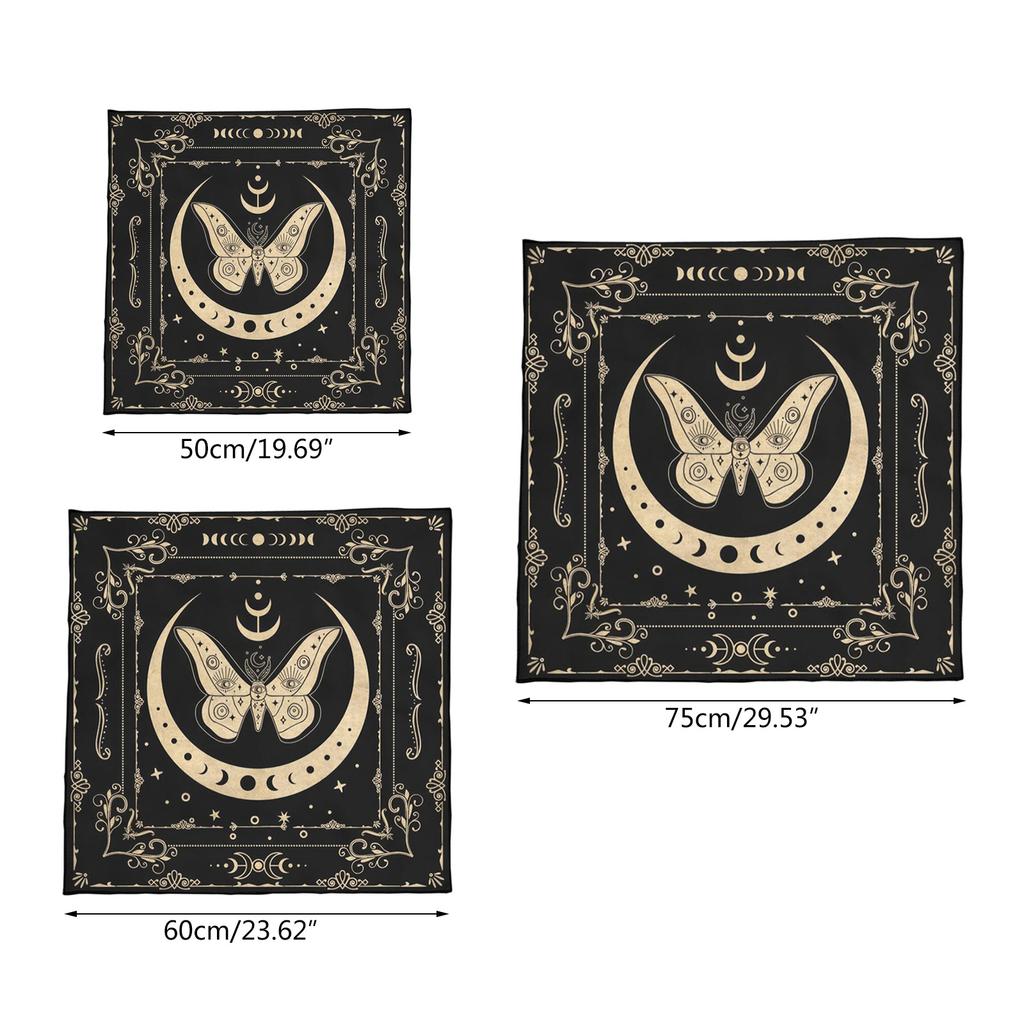 Tarot Card Tablecloth Altars Cloth Moon/Butterfly/Flower Tablecloth Astrology Divinations Non-Slip Mat Tapestry Decors