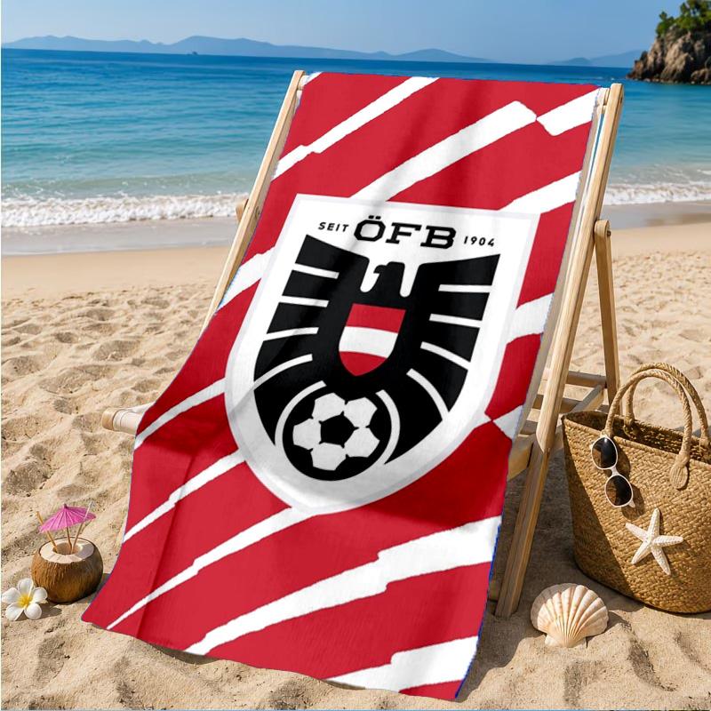 Asciugamano da Spiaggia Emblema Calcio Austria, Asciugatura Rapida, Facile da Curare, Adatto Sia per il Fitness che per le Vacanze al Mare, Essenziale Sportivo