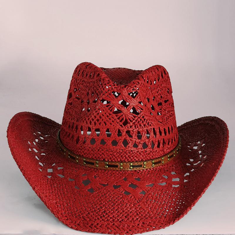new Men Cowboy Straw hat women Fashion Large Brim straw hat with belt Party Outdoor summer cowgirl beach Sun Hat sombrero vaquer