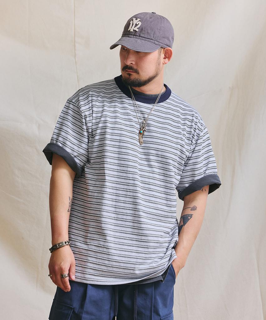 RUGGED HOUSE 16-Count Contrast Stripe Short Sleeve T-Shirt Melange