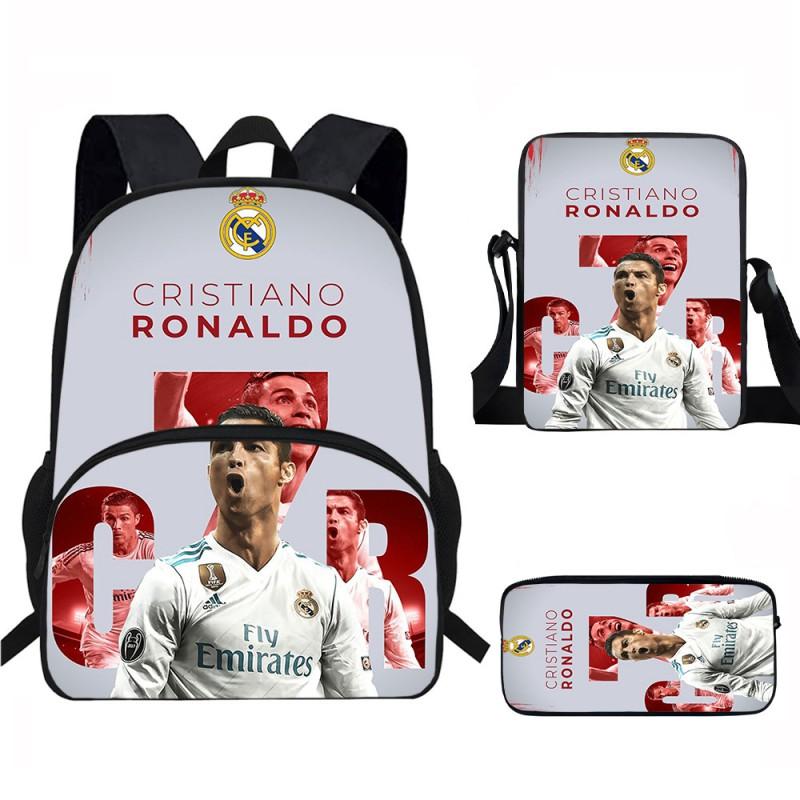 Set Zaino Scolastico CR7 per Bambini Tessuto Oxford Borsa a Doppio Scomparto con Tasca Frontale Astuccio Tracolla Ergonomico Dorsale