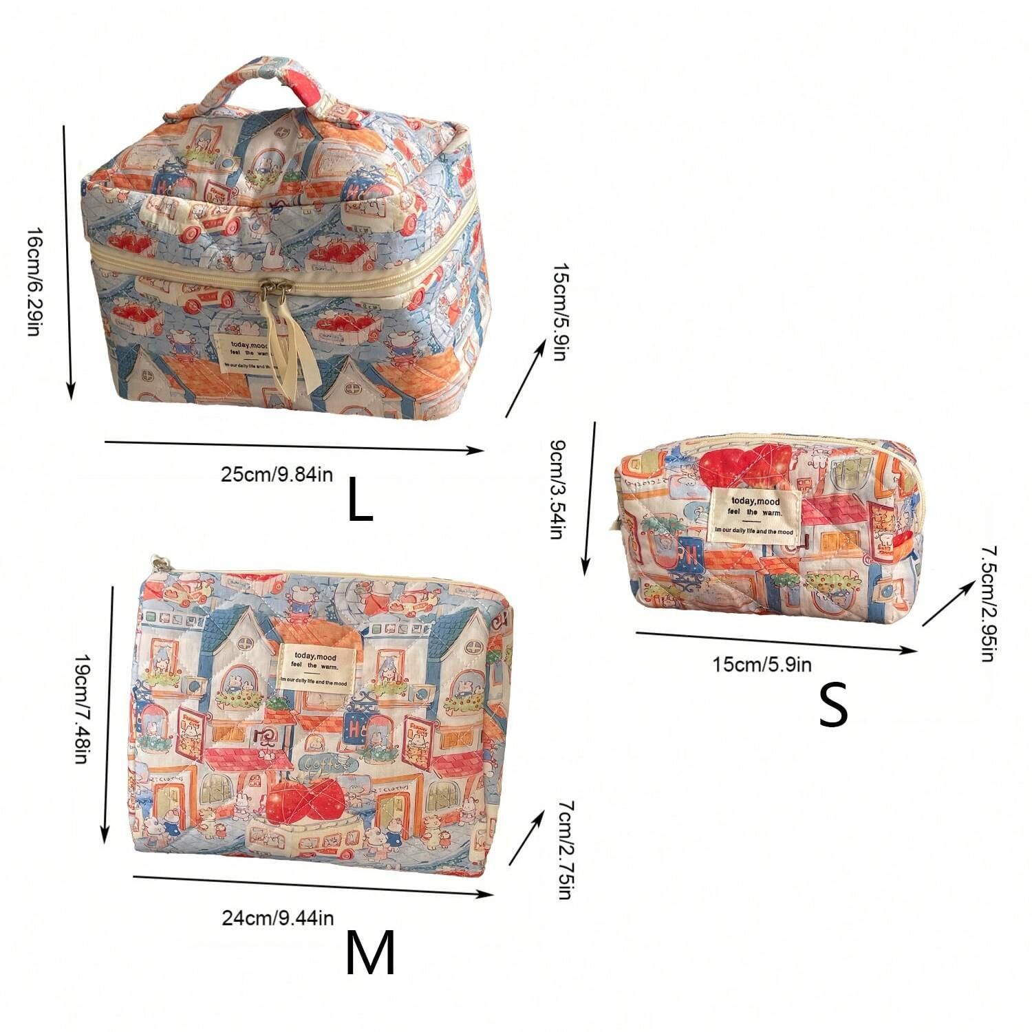 

Cartoon Makeup Quilted Bag Women Portable Tote Lipstick Cosmetic Storage Handbag Vintage Organizer for Cosmetics Female Bag