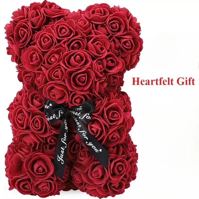 Valentine's Day Eternal Rose Teddy Bear Set - Artificial Flower Decor for Birthday, Anniversary & Romantic Gifts for Girlfriend
