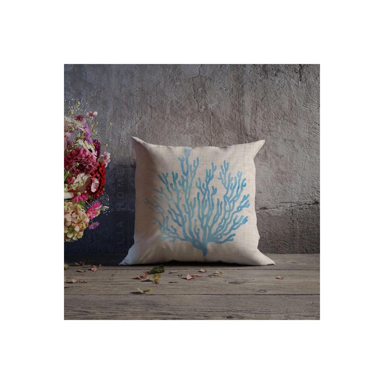 

Blue Coral Patterned Decorative Throw Pillow Case 43 x 43