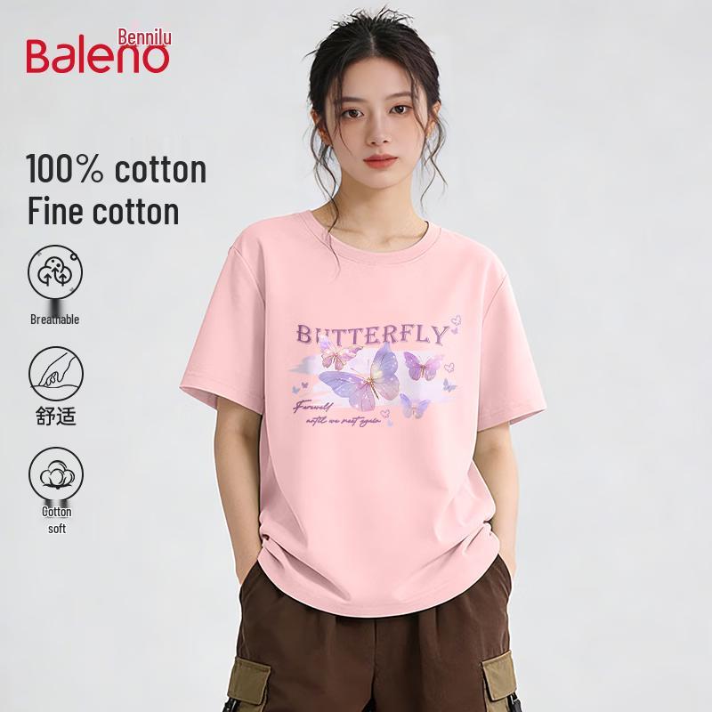 Baleno Women s Pure Cotton Loose Fit Graphic T-Shirt S