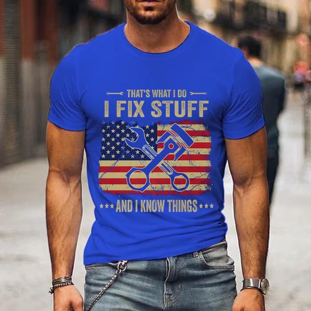 2024 New Mens Brand T-shirt THAT'S WHAT I DO I FIX STUFF Printed Summer Daily Casual Tops Tees Funny Fashion Men T Shirt Homme