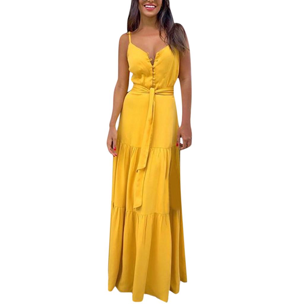 Fashion Women Summer Boho Sleeveless Strappy V-neck Bandage Party Beach Dress