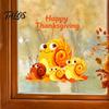 Fall Theme Decor Cartoon Snail Static Window Sticker for Thanksgiving Autumn Harvest Festival, Waterproof PVC Decal Home Ornaments Glass Doors