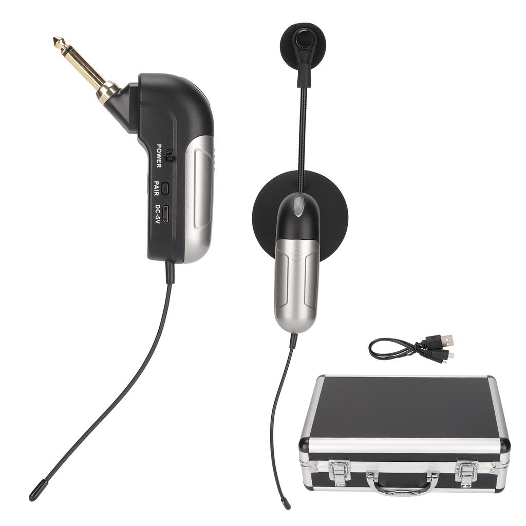 Wireless Instrument Microphone Shockproof 360 degrees  Gooseneck UHF Mic Transmitter Receiver for Guitar