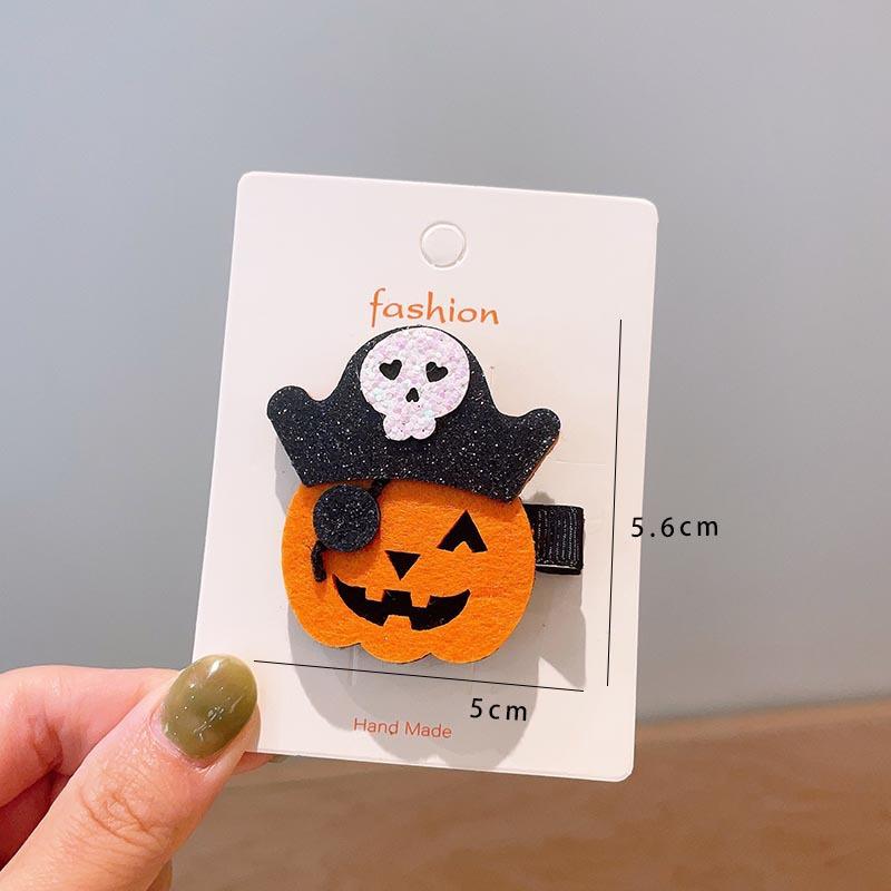 Halloween Children's Hair Accessories, Pumpkin Ghost, Funny Handmade Hair Clips, Black Bat Bow, Girl Party Hair Clips