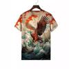 Fashionable Animal Print T-shirt for Men's Summer Short Sleeved Loose T-shirt O-neck Casual Top Shirt