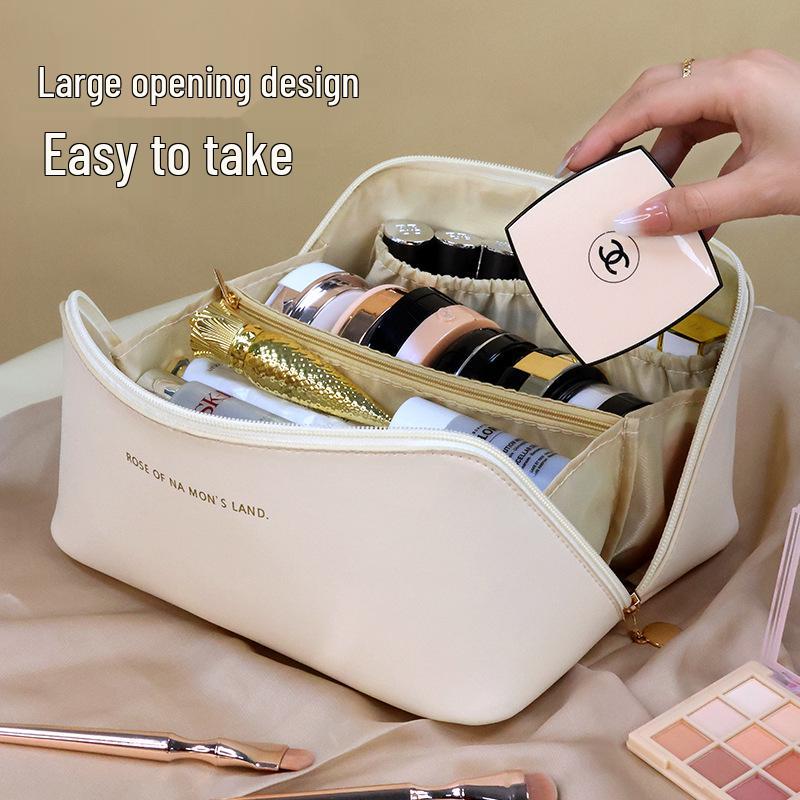 Cloud Pillow Travel Makeup Bag: Portable, Large-Capacity Toiletry and Cosmetic Storage with Lipstick Holder.