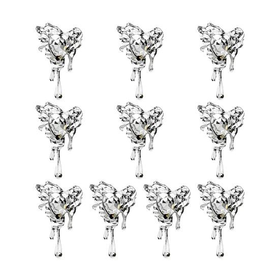 10 ks DIY nail art kamínky Ornament 3D srdce Měsíc Kříž Netopýr Umělý krystal na kovových přívěscích Kreativní šperky Dekorace Příslušenství pro pouzdro na telefon