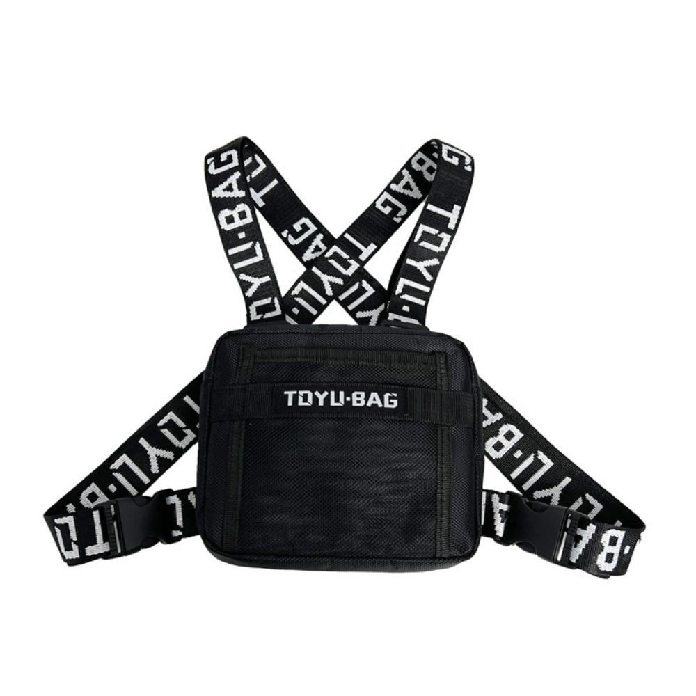 

Men s chest bag for sports, travel and mountaineering, large-capacity storage backpack, multi-functional vest bag чёрный