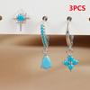 3PCS Stainless Steel Cubic Zirconia Water Drop Hoop Earrings Set For Women Simple Huggies Blue Star Cartilage Piercing Jewelry
