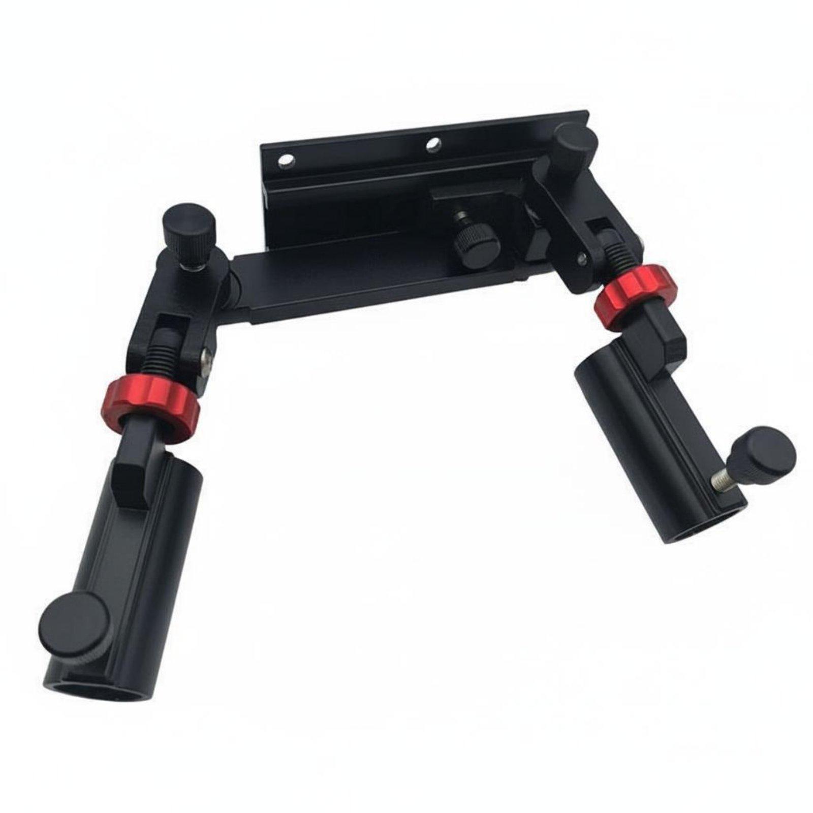 

Fishing Box Corner Mount Quick Adjustment Knob Folding Double Rod Holder Universal Two Rod Stand Resistant чорний